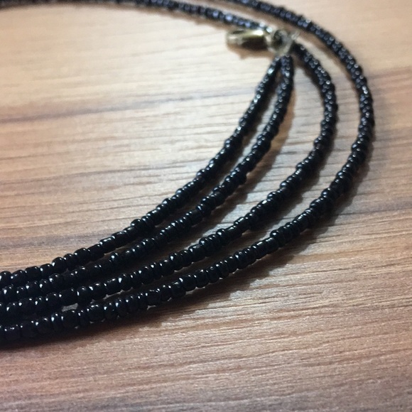 Double Strand Black Beaded Ladies Necklace,  Handmade Ladies Necklace - Picture 6 of 6